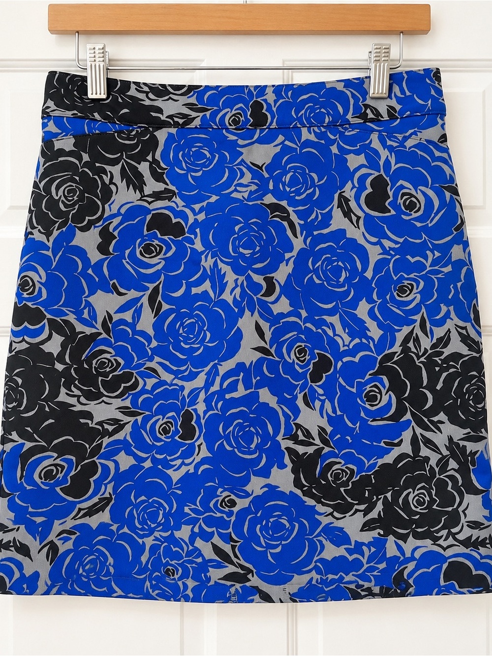 Banana Republic Royal Blue and Black Floral Mini Skirt